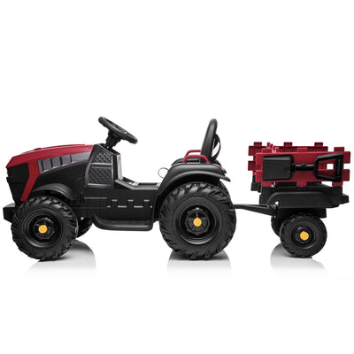 Power Tries Kids Ride on Car Toy, SEGMART 12V Ride-On Agricultural Vehicle with Trailer, Boys & Girls Kid Tractor with Charger, 2 Speeds, Music, Birthday Gift for 1-5 Boys & Girls, Red, SS026