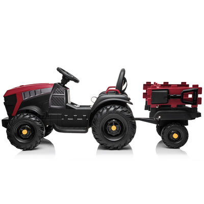 Power Tries Kids Ride on Car Toy, SEGMART 12V Ride-On Agricultural Vehicle with Trailer, Boys & Girls Kid Tractor with Charger, 2 Speeds, Music, Birthday Gift for 1-5 Boys & Girls, Red, SS026