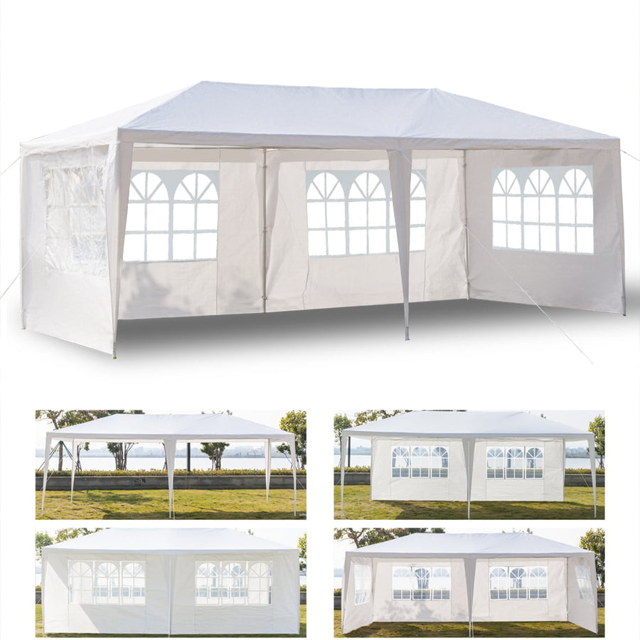 Canopy Party Tent for Outside, 10' x 20' Patio Gazebo Tent with 4 SideWalls, SEGMART Upgraded White Outdoor Party Wedding Tent, White Backyard Tent for Catering Garden Beach Camping, L254