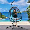 Clearance! Hanging Wicker Egg Chair, Outdoor Patio Hanging Chairs with Stand, UV Resistant Hammock Chair with Comfortable Light Blue Cushion, Durable Indoor Swing Egg Chair for Garden, Backyard, L3938