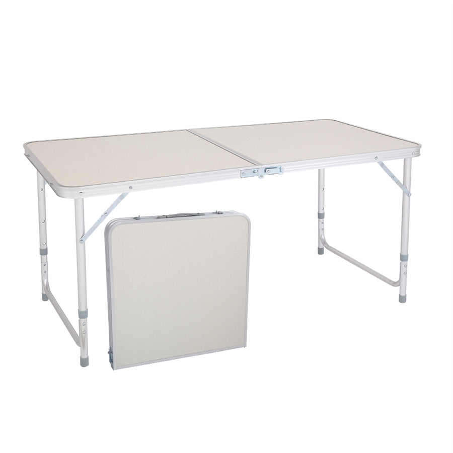 6FT Aluminum Alloy Folding Table, Indoor Outdoor Portable Foldable Plastic Dining Table, Lightweight Rectangular Table with Adjustable Height & Carrying Handle for Party Picnic Beach Camping, B10