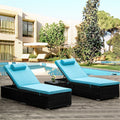 Outdoor Lounge Chairs, 3Pcs Patio Chaise Lounge Chairs Furniture Set with Adjustable Back and Head Pillow, All-Weather Rattan Reclining Lounge Chair for Beach, Backyard, Porch, Garden, Pool, LLL1554