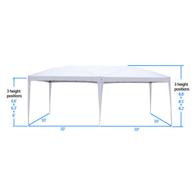 Pop Up Canopy Tent with 4 Sidewalls, 10 x 20 ft Portable Shade Instant Folding Canopy with Carry Bag, Adjustable Folding Gazebo Tent for Sunshade, Waterproof Outdoor Tent for Patio Wedding Beach