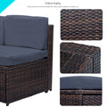 Segmart 4 Pc Outdoor Patio Sectional Set, Brown and Gray Wicker with Cushion, L