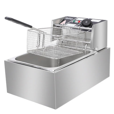 Deep Fryer Electric Deep Fryer with Basket and Lid, Large Capacity Deep Fryer Donut Deep Fryer, SEGMART Commercial Deep Fryer Stainless Steel Deep Fryer for Kitchen/Home Use, 6.3QT/6L/2500W, H622