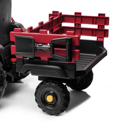 Power Tries Kids Ride on Car Toy, SEGMART 12V Ride-On Agricultural Vehicle with Trailer, Boys & Girls Kid Tractor with Charger, 2 Speeds, Music, Birthday Gift for 1-5 Boys & Girls, Red, SS026