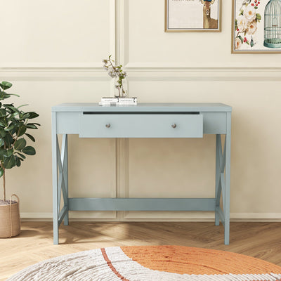 Segmart Simple Makeup Vanity Table with Storage Drawer, X Design Accent Design, Grey, S9178