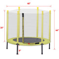 Kids Outdoor Mini Trampoline, 48" Yellow Portable Small Toddler Trampoline with Safety Net, Durable and Safe Rebounder Trampoline for Kid Exercise & Play Indoor or Outdoor, L091