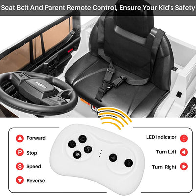 Licensed Chevrolet 12V Ride on Toys for Kids, Ride on Truck w/ Remote Control, Toddler Electric Motorized Vehicles Ride on Cars Christmas Gifts for Girls Boys, Spring Suspension, White, L
