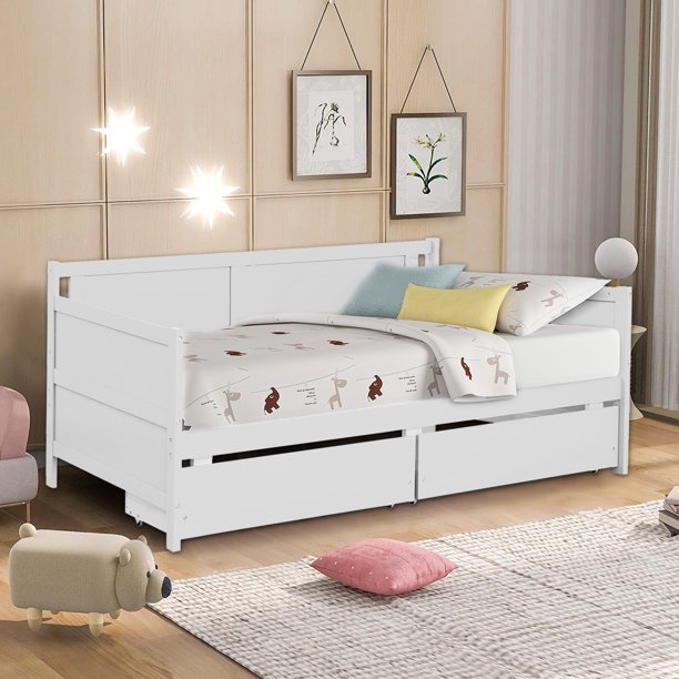 SEGMART Captain’s Bed, Modern Daybed Bed with 2 Storage Drawers, S15