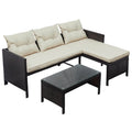 Patio Dining Sets Clearance, 3 Piece Patio Furniture Sets with PE Rattan Loveseat Sofa, Glass Coffee Table, All-Weather Patio Sectional Sofa Set with Lounge for Backyard, Porch, Garden, Pool, LLL238