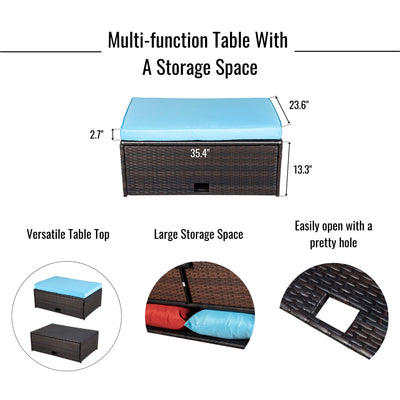 4-Piece Patio Conversation Sets, 2022 Upgrade Wicker Patio Conversation Furniture Set w/Seat Cushions & Tempered Glass Coffee, Conversation Sets for Porch Poolside Backyard Garden, S8189