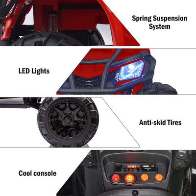 Electric Cars for Kids to Ride, Powered 12V Ride on Toys with Remote Control, ATV Quad Ride on Cars for Boys Girls, 3 Speeds Ride on ATV with LED Lights, AUX Jack, Radio, L234