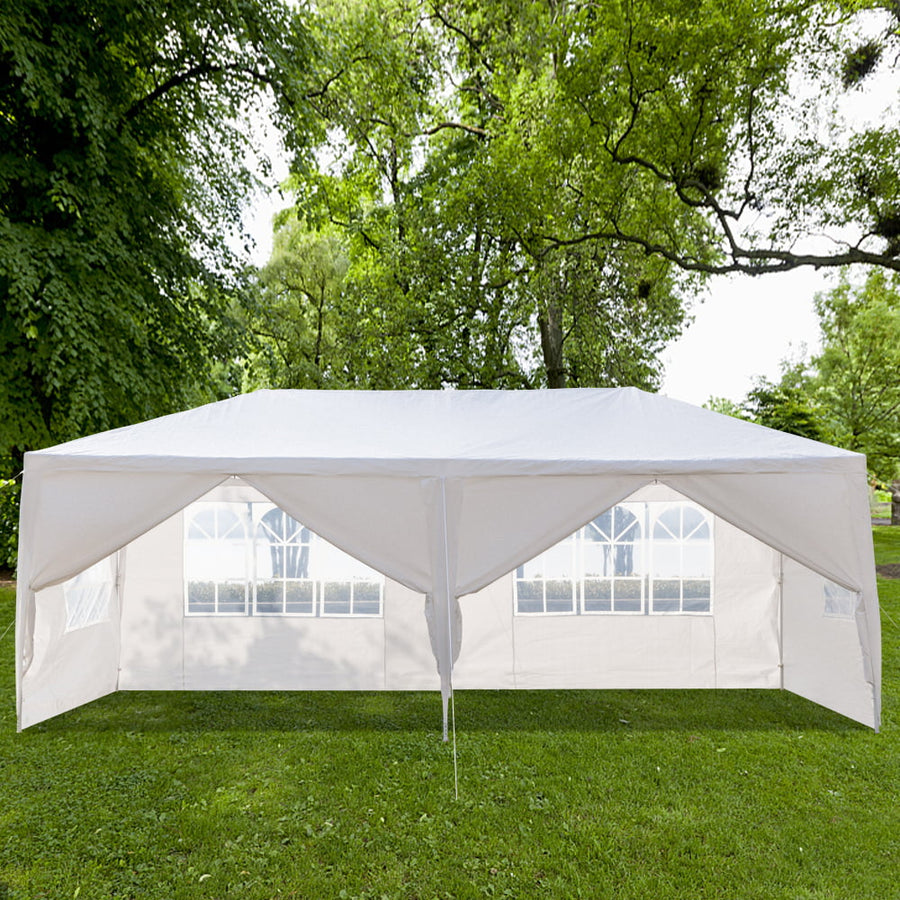 Outdoor Party Tent with 6 Side Walls, 10' x 20' White Backyard Tent for Outside, 2021 Upgraded Patio Gazebo Sunshade Shelter, Outdoor Wedding Canopy Tent for Parties Garden Pool, LL206