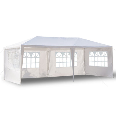 Canopy Party Tent for Outside, 10' x 20' Patio Gazebo Tent with 4 SideWalls, SEGMART Upgraded White Outdoor Party Wedding Tent, White Backyard Tent for Catering Garden Beach Camping, L254