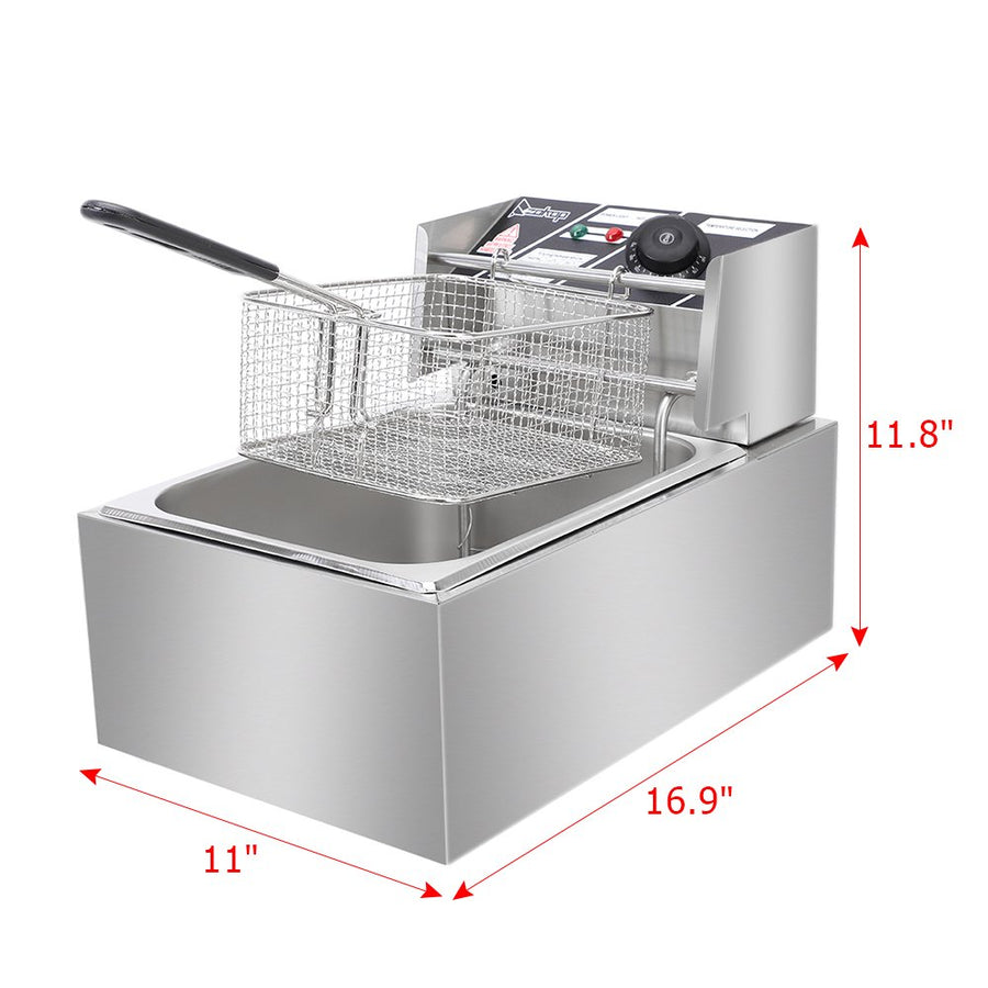 6 Liter Commercial Deep Fryer - Stainless Steel Electric