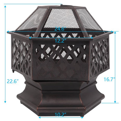 SEGMART Fire Pit, Outdoor Metal Fire Pit with Poker, Multifunctional Heater/Grill/Ice Pit for Backyard Patio Garden BBQ Grill, S7039