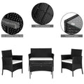 Segmart Patio Conversation Furniture Set, 4 Pieces Outdoor Wicker Rattan Chairs Sofa with Soft Cushion and Glass Table, Backyard Balcony Porch Poolside loveseat and 2pcs Single Chair, S10231