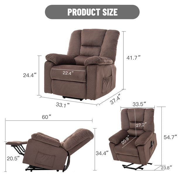 Electric Power Lift Recliner, Heavy Duty 350lbs Classic Velvet Sofa Chair for Elderly, Ergonomic Lounge Sofa with 5 Vibration Massage Modes and Heated Function, 3 Positions Lift, Dark Green, SS1827