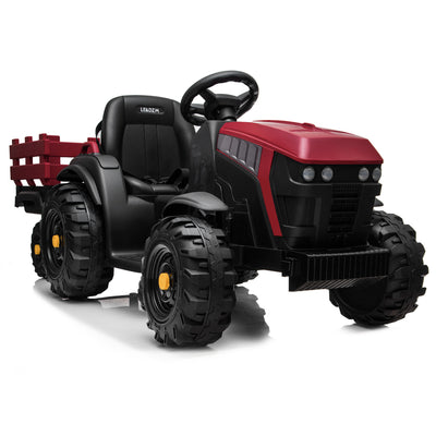 Power Tries Kids Ride on Car Toy, SEGMART 12V Ride-On Agricultural Vehicle with Trailer, Boys & Girls Kid Tractor with Charger, 2 Speeds, Music, Birthday Gift for 1-5 Boys & Girls, Red, SS026