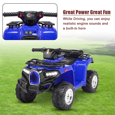6V Electric Kids Ride-On Car ATV, Electric 4-Wheeler ATV Quad, Single Drive Ride on Car Toy with LED Lights, Music Board, Horn, Motorized Cars for 3-5 Years Kids, K2271