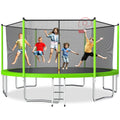 16FT Trampoline with Basketball Hoop, Green Outdoor Trampolines Recreational Kids Trampoline with Enclosure Net Outdoor for 3-5 Kids, L
