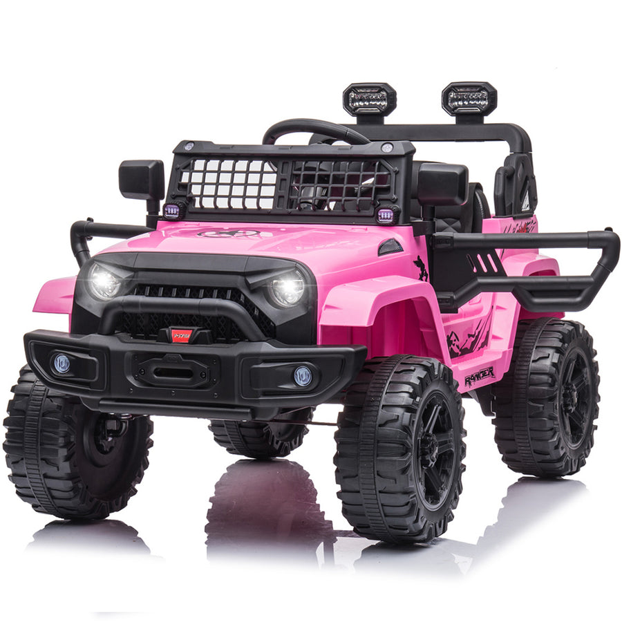 Electric Vehicles for Kids, 12V Ride on Cars with 2.4G Remote Control, Electric Ride on Truck Car with LED Lights, FM, Seatbelt, Pink Battery-Powered Ride on Toys for Boys Girls, 3 Speeds, LL729