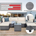 SEGMART 7 Piece Outdoor Bistro Wicker Sectional Conversation Sets, 2 Ottomans for Living Room, Porch, Backyard, 330lbs, S8354