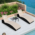 Outdoor Wicker Lounge Chair Set of 2, Folding Reclining Chaise Chairs with Cushion, Poolside Rattan Wicker Pool Recliners Chaise with Comfort Head Pillow, SS2354