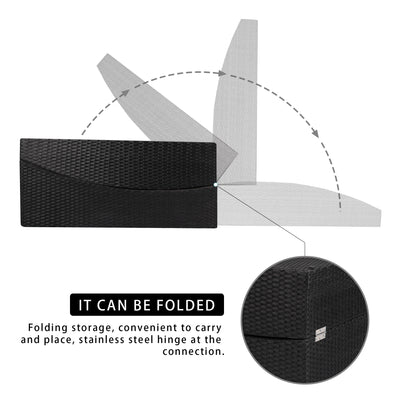 Outdoor Wicker Lounge Chair Set of 2, Folding Reclining Chaise Chairs with Cushion, Poolside Rattan Wicker Pool Recliners Chaise with Comfort Head Pillow, SS2354