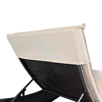 Outdoor Wicker Lounge Chair Set of 2, Folding Reclining Chaise Chairs with Cushion, Poolside Rattan Wicker Pool Recliners Chaise with Comfort Head Pillow, SS2354