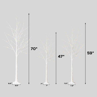 4/5/6 Feet Pre-Lit Christmas Tree with Lights, SEGMART 3 Piece LED Birch Christmas Tree, Lighted Tree and Branches Christmas Ornament for Festival, Wedding, Party, Indoor Outdoor Home Decoration, L378