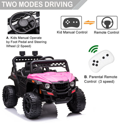 Kids Electric Ride on Car, Newest 12V Battery Powered Ride-on Toys w/ Parental Remote Control, LED Lights, 2 Openable Doors, Spring Suspension, MP3 Player, Electric Car for Kids for 3-5 Year