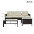 Outdoor Wicker Furniture Sets, 3 Piece Patio Furniture Sofa Set with PE Rattan Loveseat Sofa, Glass Coffee Table, All-Weather Outdoor Conversation Set with Lounge for Backyard, Porch, Garden, LLL239