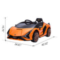 Ride on Car Toys for Boys Girls, 12V Ride on Cars with Remote Control, Battery Powered Ride on Sport Car, Orange Ride on Toys with LED Lights/Safety-Belt/Horn, LLL3365