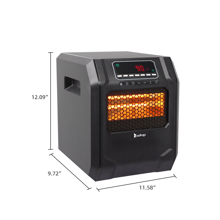 Space Heater with Timer, 1500/ 750W Portable Electric Infrared Heaters with Thermostat, Small Space Heater with Remote Control for Office, Overheat and Tip-Over Protection, 3 Heat Settings, L2741