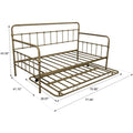 Twin Metal Trundle Bed Frame, SEGMART Twin Trundle Beds with Trundle Included, Daybed & Trundle with Metal Slat Support, Twin Daybed for Adults Kids Teens, Bed Frame No Box Spring Needed, Brass, H533