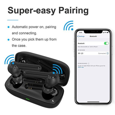 Wireless Bluetooth Earbuds, Bluetooth 5.0 Earphones with Noise Cancelling Touch Control, Long Playtime Stereo Sound Deep Bass Headphone, Waterproof Built-in Mic Headset for Sports, Workout, Gym,L3861