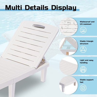 Adjustable Patio Lounge Chairs, Pool Chaise Lounge, Outdoor Chaise Recliner for Patio Pool Beach | Adjustable with 5 Positions | Waterproof | Easy to Assemble | Max Weight 330 lbs | Set of 1