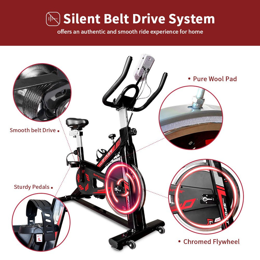 Stationary Cycling Bike, Stationary Indoor Exercise Bike with LCD monitor, Bottle Holder, Smooth Belt Drive Cycling Bike, Adjustable Seat Bicycle Stationary Bike for Home Cardio Gym Workout, L5882