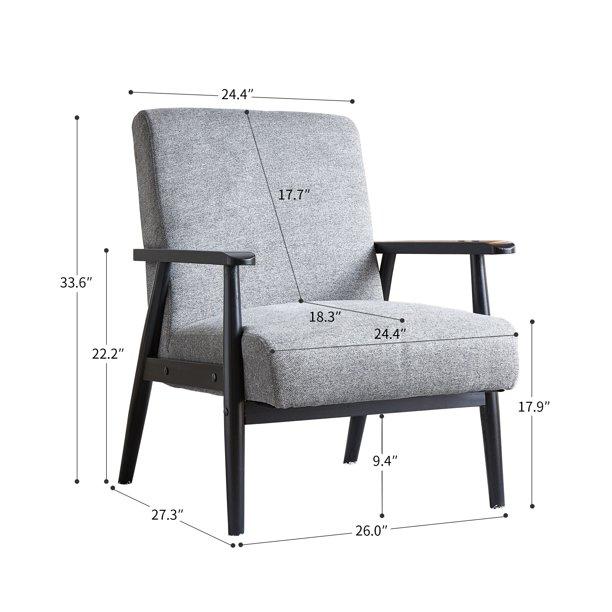 Segmart Grey Accent Chairs for Living Room, Retro Fabric Lounge Chair with Classic Button Design, Club Chairs with Solid Rubber Legs, S13650