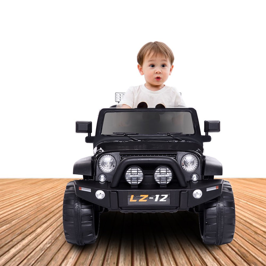 Electric Ride on Car, 12V Kid Ride on Cars with 2.4G Remote Control, Electric Ride on Truck Car with LED Lights, Horn, MP3 Player, Black Battery-Powered Ride on Toys for Boys Girls, 3 Speeds, L6448