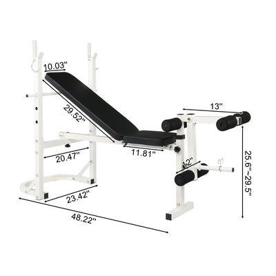 Workout Bench, Adjustable Weight Bench with 6-roll Leg Developer, Incline Decline Weight Bench for Full Body, Heavy Duty Exercise Fitness Bench for Home Gym, 440 lbs, L3918