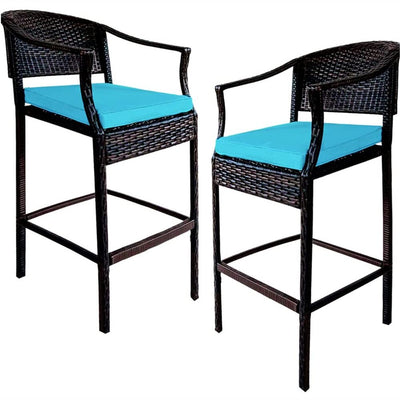 Wicker Patio Furniture Sets with Cushions, 3 Piece Outdoor Bar Bistro Set with Height Top Coffee Table, Modern Wicker Rattan Patio Furniture Set with Cushions for Backyard Garden Pool Deck, LLL1785