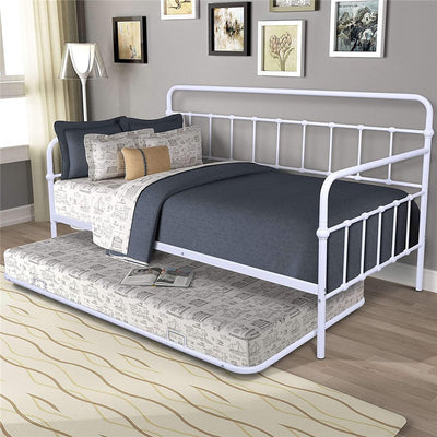Twin Metal Trundle Bed Frame, SEGMART Twin Trundle Beds with Trundle Included, Daybed & Trundle with Metal Slat Support, Twin Daybed for Adults Kids Teens, Bed Frame No Box Spring Needed, H527