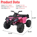 12V Ride on Toys, Kids Ride on Cars with Remote Control, ATV Quad Ride on Toy for Boys Girls, Pink Electric Cars for Kid to Ride, 3 Speeds, LED Lights, AUX Jack, Radio, SL173
