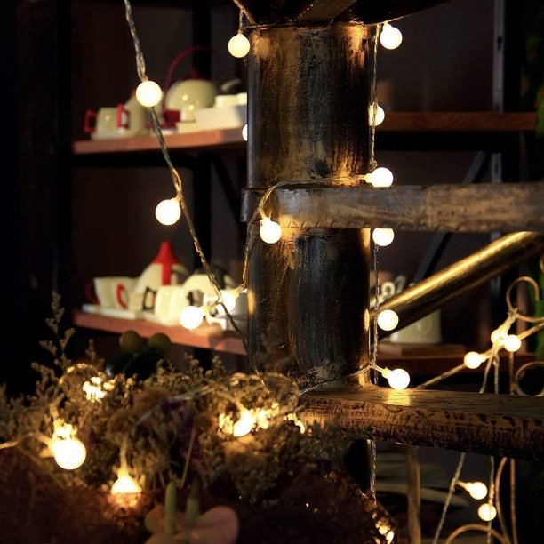 LED Globe String Lights, 49FT 100LED Ball String Lights Indoor/Outdoor Decorative Light, Battery Powered Christmas Starry Fairy String Lights for Bedroom, Kids Room, Dorm, Garden, Party, I0966