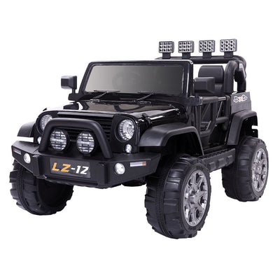 Electric Ride on Car, 12V Kid Ride on Cars with 2.4G Remote Control, Electric Ride on Truck Car with LED Lights, Horn, MP3 Player, Black Battery-Powered Ride on Toys for Boys Girls, 3 Speeds, L6448