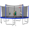 16FT Trampoline with Basketball Hoop, Blue Outdoor Trampolines Recreational Kids Trampoline with Enclosure Net Outdoor for 3-5 Kids, L