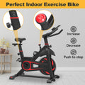 Indoor Cycling Bike, Smooth Belt Drive Stationary Exercise Bike, Bicycle Stationary Bike with Bottle Holder and Comfortable Seat Cushion for Home Cardio Gym Workout, I7866